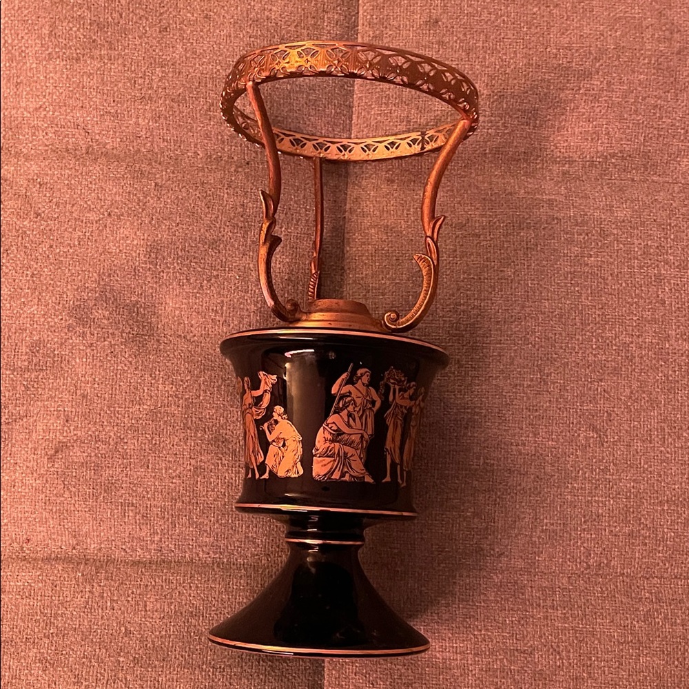 Hand Made in Italy Ceramiche Fiorentine Cobalt Blue and Gold Ceramic Lamp Holder